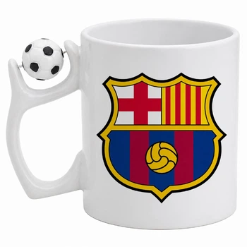 Чашка с мячиком и печатью "FC Barcelona/ФК Барселона" (цвет белый) (48068)