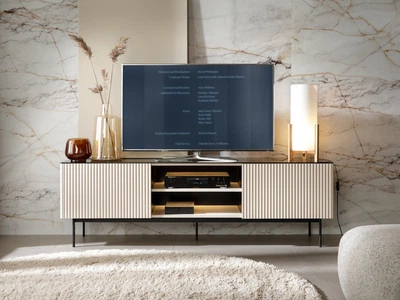 Тумба под ТВ с подсветкой Perfect Home Орта / Orta RTV180 2-дверная Кашемир