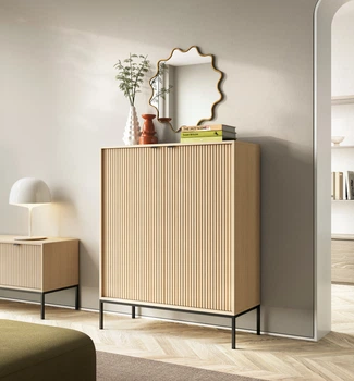Комод высокий Perfect Home Нова / Nova K104 2-дверный с черными ножками Дуб виченца