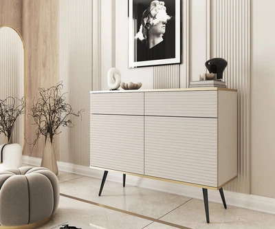 Комод Perfect Home Оро/Oro KSZ107 MDF 2-дверний з 2 ящиками та чорними ніжками Бежевий