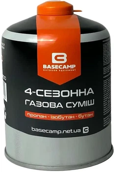 Газовый баллон Base Camp 4 Season Gas 450г резной, газовый картридж для горелки, 4-сезонная газовая смесь изобутан-пропан-бутан