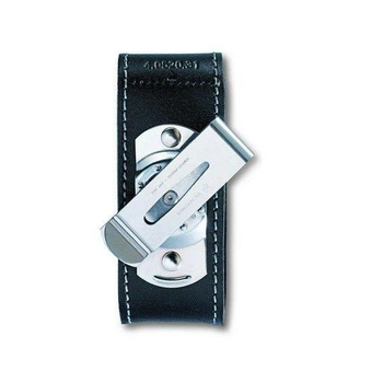Чохол для ножа Victorinox 84-91мм Чорний шкіра на липучке з поворотним кліпом (4.0520.31)