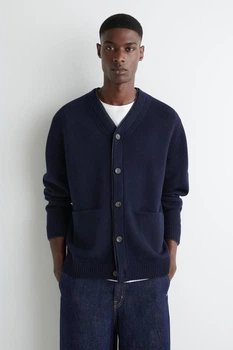 Кардиган чоловічий COS contrast tipped merino wool cardigan 1293192001 M Синій