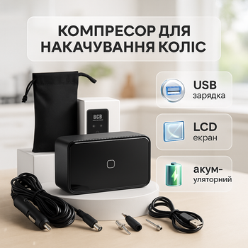 Воздушный компрессор 12В портативный с цифровым дисплеем для шин