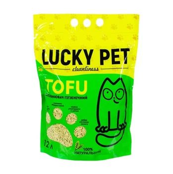 Соевый (тофу) наполнитель для котов Lucky Pet, с ароматом зеленого чая, 12 л (5.2 кг)