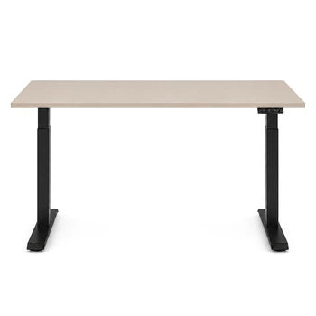 Стіл Space 2 електричним регулюванням висоти Ferrum-decor 75x100x67 Чорний метал ДСП Кашемір 16 мм (SPACE2049)