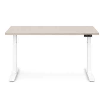 Стіл Space 2 електричним регулюванням висоти Ferrum-decor 75x135x67 Білий метал ДСП Кашемір 16 мм (SPACE2054)