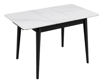 Стол обеденный раскладной TALLINN CERAMIC 90(120)*70 белый / черный каркас Intarsio