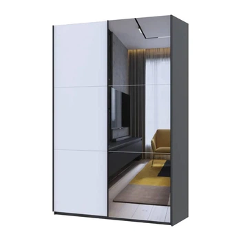 Шкаф купе Doros G-Caiser Антрацит/Белый 1 ДСП / 1 Зеркало / 3 части 160х60х240 (42005415) (DRS-012248)