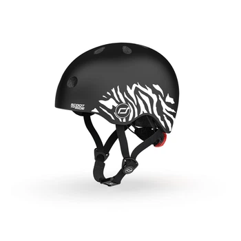 Шлем защитный Scoot and Ride Зебра с фонариком 45-51см р. (XXS/XS) ,SR-181206-ZEBRA