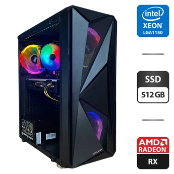 Игровой ПК 1stPlayer F4-3R1 Color Tower / Intel Xeon E3-1230 v3 (4 (8) ядра по 3.3 - 3.7 GHz) / 16 GB DDR3 / 512 GB SSD / AMD Radeon RX 580, 8 GB GDDR5, 256-bit / 400W б/у