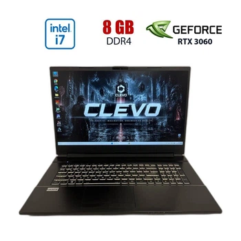Игровой ноутбук Clevo NH77HPQ / 17.3" (1920x1080) IPS / Intel Core i7-11800H (8 (16) ядер по 1.9 - 4.6 GHz) / 8 GB DDR4 / 256 GB SSD / nVidia GeForce RTX 3060, 6 GB GDDR6, 192-bit / WebCam б/у