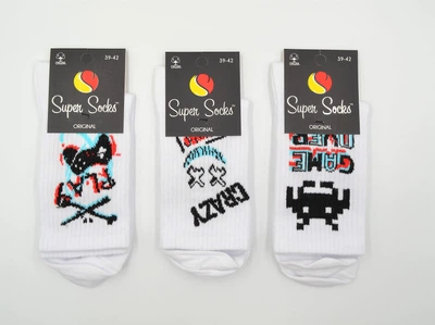 Шкарпетки універсальні демісезонні 3 пари Super Socks 001.S235 Game over 42-44р. Асорті