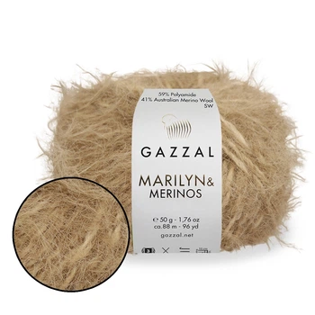 Пряжа Gazzal Marilyn & Merinos, Капучино №8272, 50 г / 88 м, мериносовая пряжа с полиамидом, для свитеров и шапок, Газзал Мэрилин Меринос