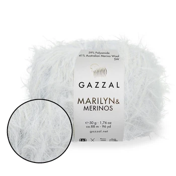 Пряжа Gazzal Marilyn & Merinos, Жемчужный №8252, 50 г / 88 м, мериносовая пряжа с полиамидом, для свитеров и шапок, Газзал Мэрилин Меринос