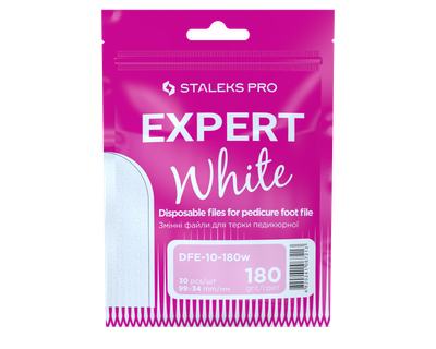 Набір білих змінних файлів STALEKS PRO Expert 10 для терки педикюрної 180 гріт (30 шт) - DFE-10-180w