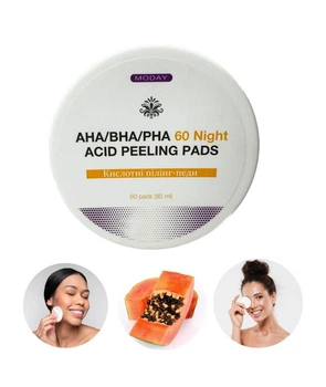 Кислотные пилинг-педы для лица AHA/BHA/PHA 60 Night ACID PEELING MODAY
