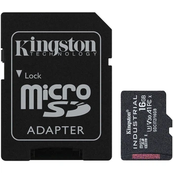 Карта памяти Kingston microSDHC Industrial 16GB Class 10 UHS-1(U3) A1 V30 + SD adapter (SDCIT2/16GB) [175829]
