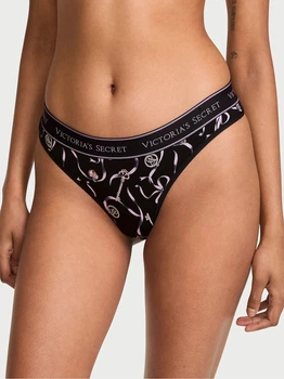 Трусики танга женские хлопковые Victoria's Secret 97433850 S Черные (1161871575)