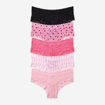 Набор трусиков бразилиана женских Victoria's Secret 781081046 XL 5 шт Розовый/Черный (1162352139)