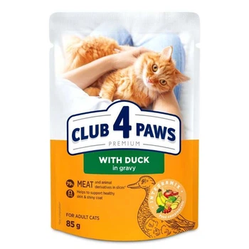 Club 4 Paws Premium Adult Cat Duck in Gravy - Влажный корм с уткой для взрослых котов 85 г (4820269142503)