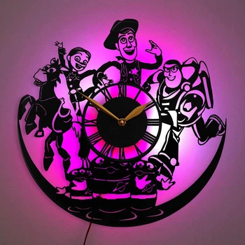 Настенные часы Toy Story История игрушек с LED-подсветкой Disney Вуди Базз Лайтер Джесси мультфильм декор подарок фанату