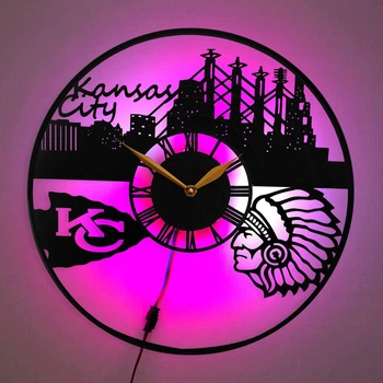 Настенные часы Kansas City Chiefs Канзас-Сити Чифс с LED-подсветкой американский футбол спортивный декор подарок болельщику