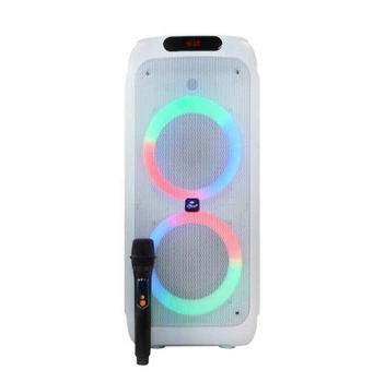 Акустична переносна Bluetooth колонка 2х12"200Вт EVER E-900 з двома радіомікрофонами FM, USB, AUX, RGB