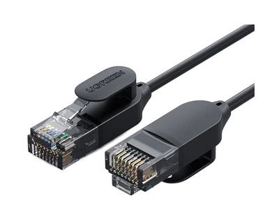 Патч-корд Ugreen NW122 Cat 6a 10 Гбіт/с мідь плоский 15 м Чорний (25034)