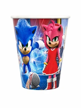 Одноразові стаканчики Sonic, святкові стакани Сонік, дитячий посуд на день народження, набір 10 шт., висота 8,5 см