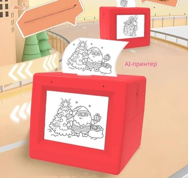 AI міні термопринтер AXSIS дитячий портативний бездротовий принтер із кольоровим екраном 2.4 дюйма WiFi друк фото нотаток стикерів розмальовок без чорнила акумуляторний USB Type-C