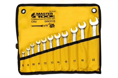 Ключі комбіновані MASTERTOOL COLD FORGED набір 11 шт (6/8/10/11/12/13/14/15/17/19/22 мм) 31CrV3 DIN 3113 у чохлі 72-1111