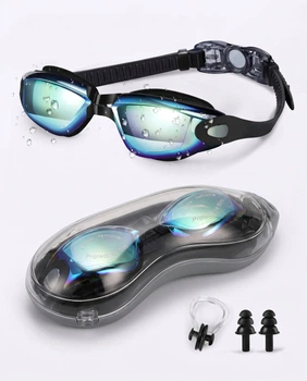 Набор для плавания Nordvik HydroPulse с антифогом и UV-защитой: очки, кейс, беруши и зажим для носа Black Mirrored