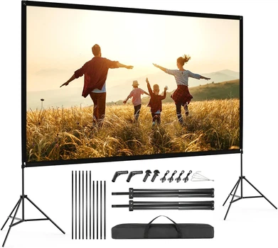 Экран для проектора VISULAPEX 100" 4K HD 16:9 на штативе, складной портативный проекционный экран с сумкой