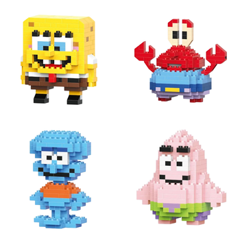 Конструктор BRICKS SpongeBob SquarePants Губка Боб, Мистер Крабс, Сквидвард, Патрик Стар Набор 4 шт