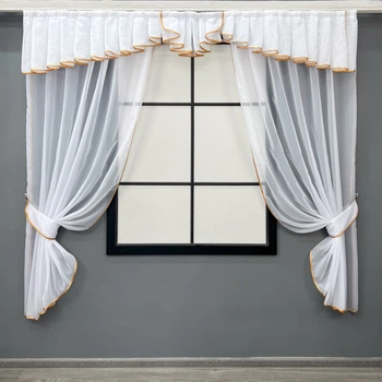 Кухонный комплект VR-Textil № 00к шторы с ламбрекеном белый 200×170 см (59-984)