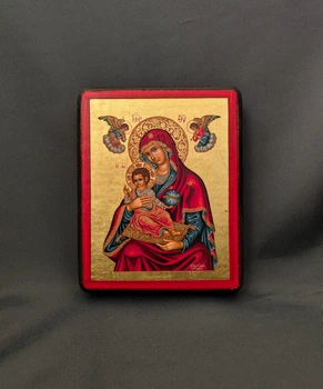 Маленькая писаная Корфская икона Пресвятой Богородицы (Керкира) 11×13 см