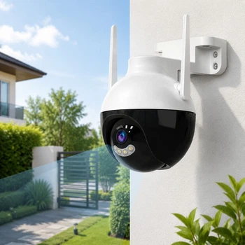 Уличная поворотная IP камера CAD N6 iCSee 6 Мп с Wi-Fi, ночным видением, датчиком движения и блоком питания