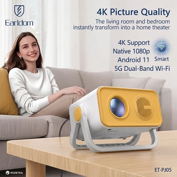 Смарт-проектор Earldom ET-PJ05 Full HD / 4K Android TV Wi-Fi Bluetooth з пульта ДК