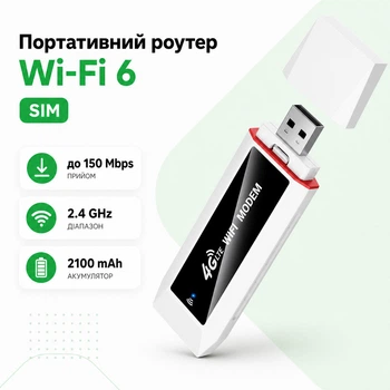 Портативний модем WiFi роутер hoco. HI43 2.4 GHz SIM до 150 Mbps акумулятор 2100 mAh ABS корпус білий для дому офісу