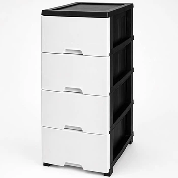 Комод R-plastic пластиковий R-Plastic "Матовий фасад" на 4 шухляди чорно-білий