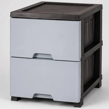 Комод R-plastic пластиковый R-Plastic "Матовый фасад" на 2 выдвижных ящика черно-серый