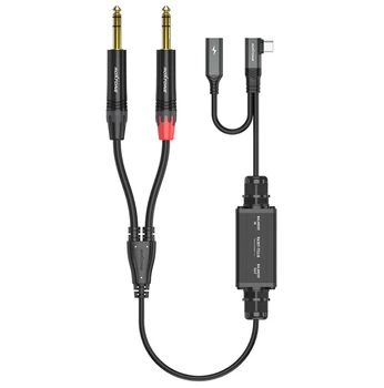 Кабельный USB-аудиоинтерфейс Roxtone RA3DTTC2JS, USB‑C - 2×Jack 6,35 мм TRS, с балансными выходами и трансформаторной развязкой