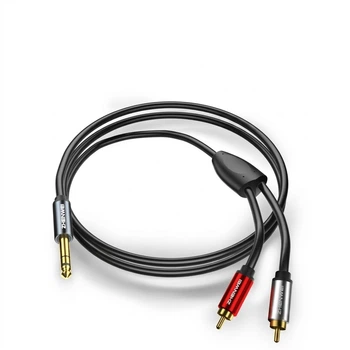 Аудиокабель ZHENWEI Jack 6.3 мм — 2 RCA для усилителя и микшера, 3 м
