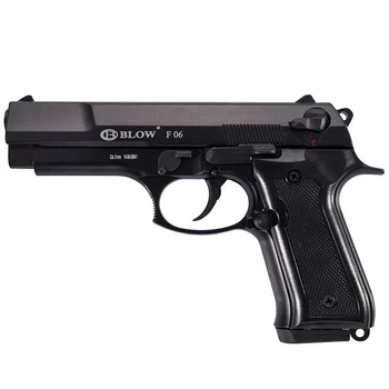 Сигнально-стартовый пистолет BLOW F-06, 17+1/9 mm (Black/Black Grips) add 1 magazine.