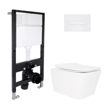 Готове рішення Qtap для ванної кімнати: підвісний унітаз Crow Rimless 520x360x290 + комплект інсталяції Standard (лінійна клавіша White)