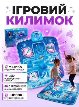Інтерактивний танцювальний килимок DANCINGMAT 90х108 см розвиваючий музичний коврик для координації та спритності Blue