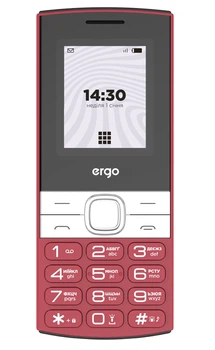 Мобильный телефон ERGO B185 кнопочный для летних большие кнопки 2 SIM фонарик Type-C Красный