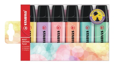 Набір текстових маркерів STABILO BOSS ORIGINAL Pastel 6 пастельних кольорів товщина лінії 2–5 мм (SKU-404)