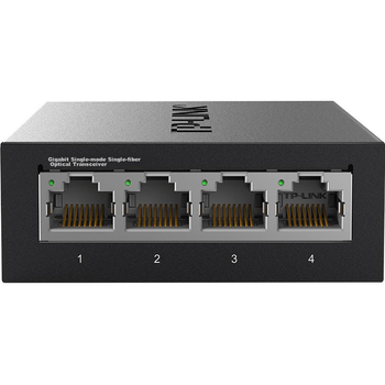 Гигабитный одномодовый оптоволоконный медиаконвертер TP-LINK TL-FC314B, оптико-электрический преобразователь 1SC+4GE (один блок)